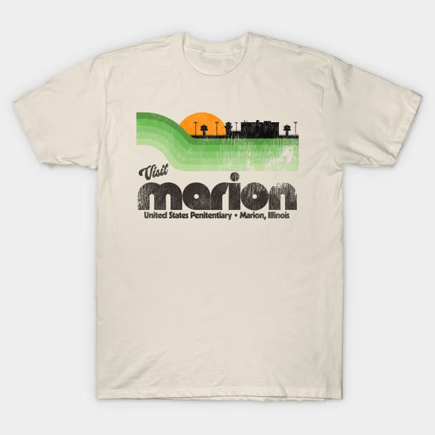 Visit United States Penitentiary of Marion Prison Retro Tourist Souvenir T-Shirt by darklordpug